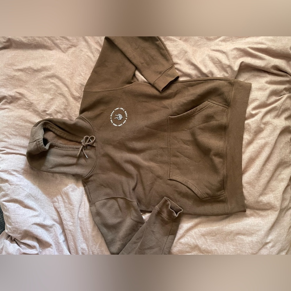 Men’s Brown Large Hoodie with design on the back.